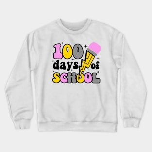 Retro Teacher 100 Days Of School For Boys Girls Crewneck Sweatshirt